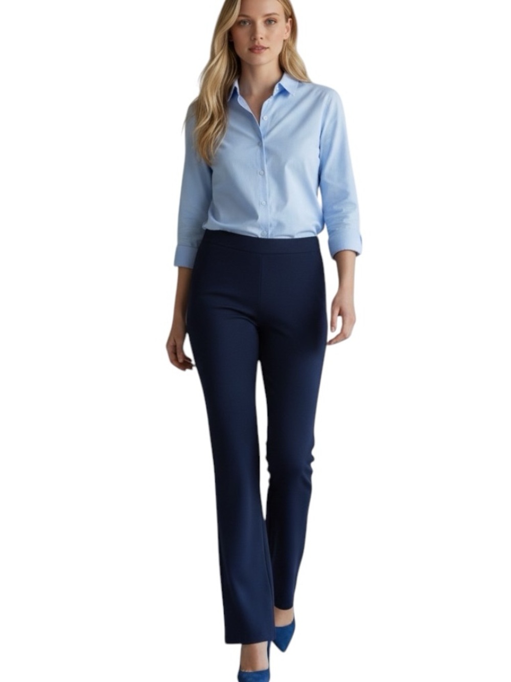 Tahari Navy Pull On Bootcut Minimalist Neutral Women's Pants NWT Size S